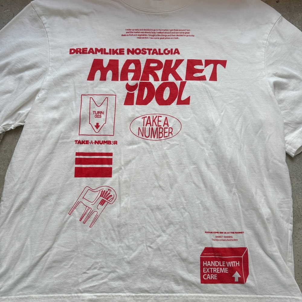 White T-Shirt with Red Graphic Print